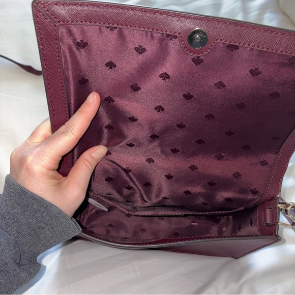Kate Spade Leather Crosbody Purse Deep Burgundy Maroon - Picture 8 of 9